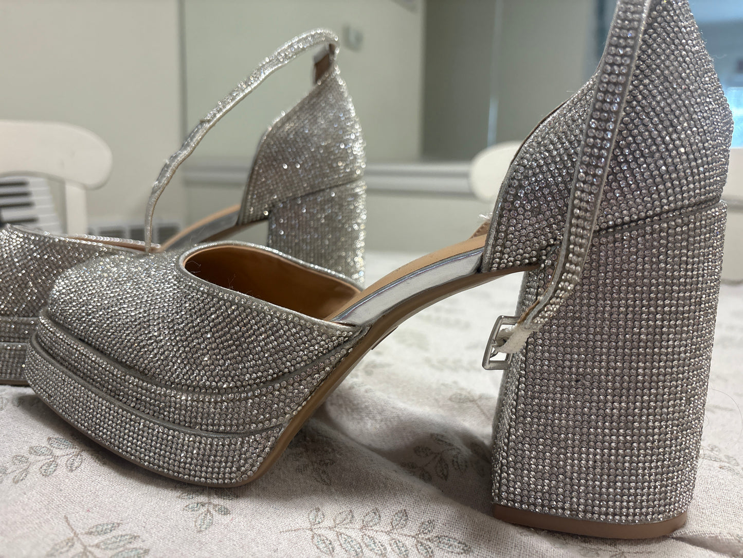 Silver glittery heels