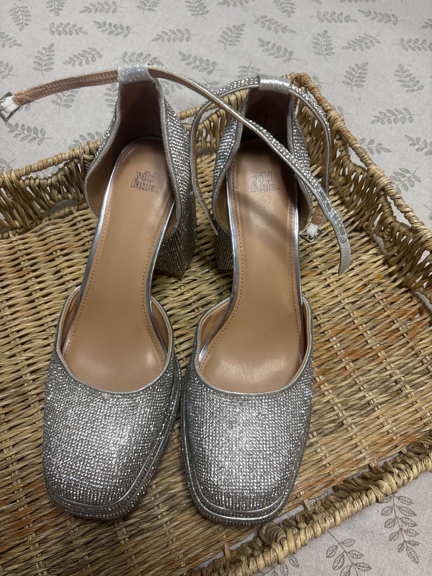 Silver glittery heels