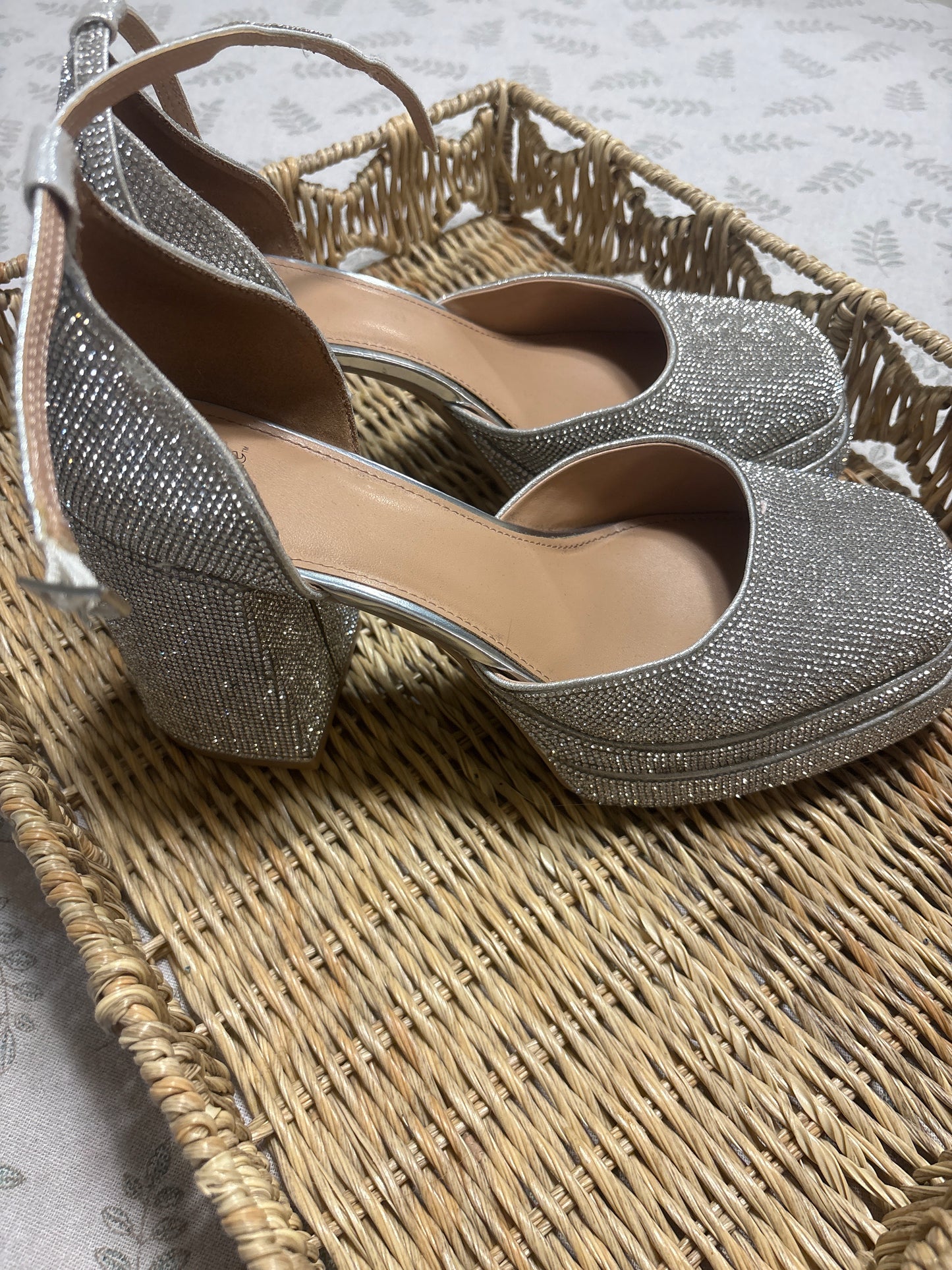 Silver glittery heels